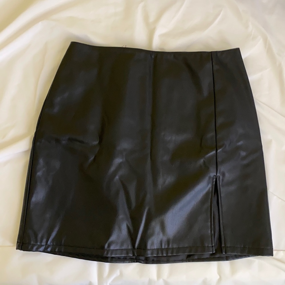 Faux leather black mini skirt size 6